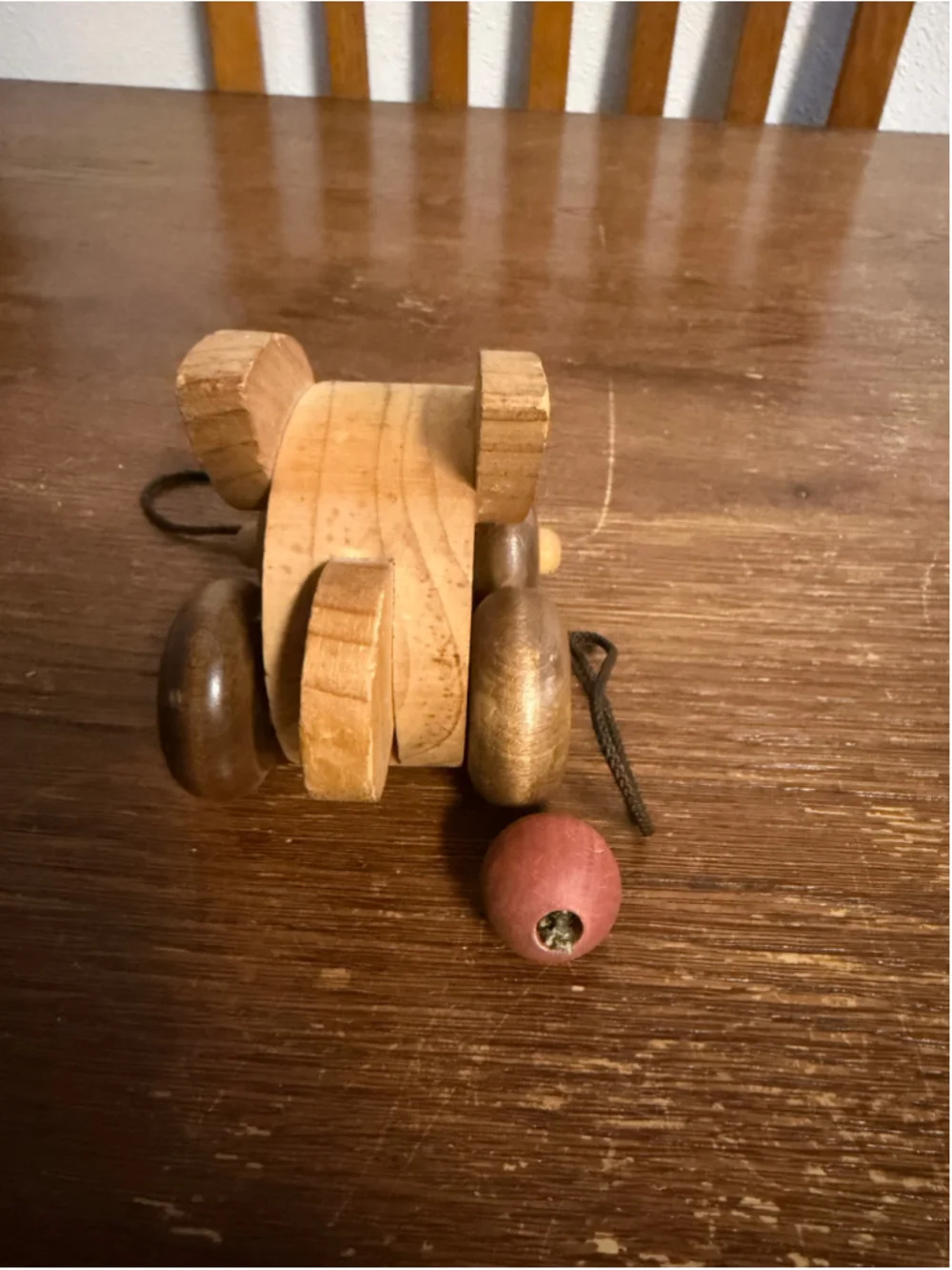 Vintage Montgomery Schoolhouse Vermont Wooden Bunny Rabbit Pull Toy Handmade